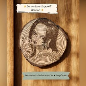 ✨ Custom Laser-Engraved 4”Wood Slice | Personalized Art Keepsake ✨